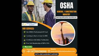 OSHA 30 Hours Course in Chennai & USA Certificate Courses - Industrial Safety Academy