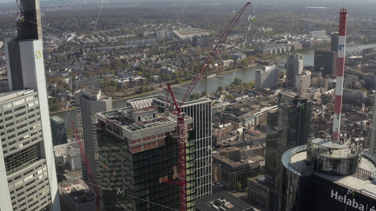 AERIAL: Close Up View of Skyscraper construction site in Urban ...