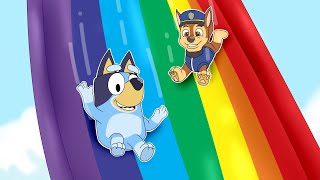 CHASE DE PAW PATROL Y BLUEY EN EL MUNDO DE COLORES 🌈