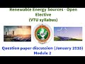 Important questions and answers -Renewable Energy Sources VTU Module 2 Open elective Previous yr qp