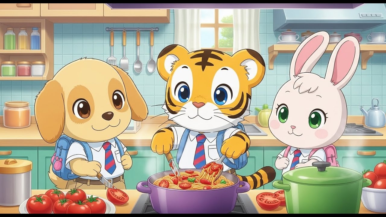 3D Animation: Pipi, Peep & Titi's Busy Day! School, Spaghetti & Teamwork Fun