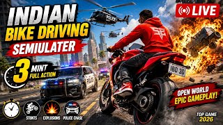 🔥 Indian Bike Driving Simulator 3D | 3 Minute Epic Police Chase & Crazy Stunts 🚓💥 | Hindi Gameplay  screenshot 3