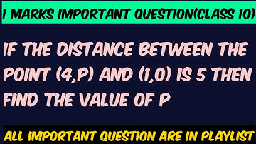 If the distance between the point (4,P) and (1,0) is 5 then find the value of P @edulover123