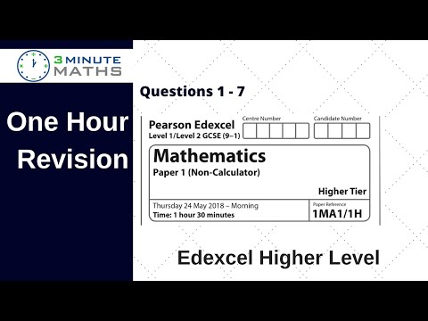 Edexcel GCSE Higher Maths Paper 1 June 2018 - Questions 1 - 7