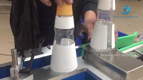Cone shape bottle sauce oyster conical bottle neck body labeling machine testing video