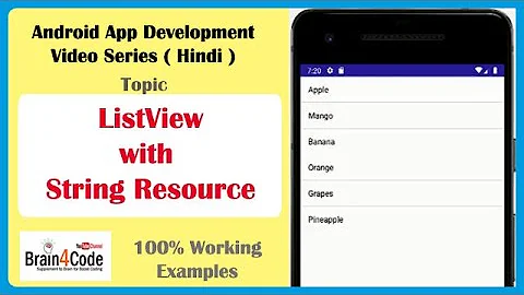 How to implement ListView with String Resource Array in Android Application | Hindi | Android Studio