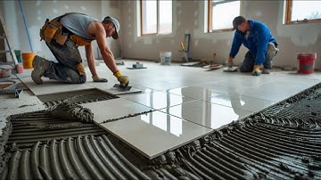 Close Up of The Large Format Tiles Laying Process \ The Journey To Create The Perfect Floor