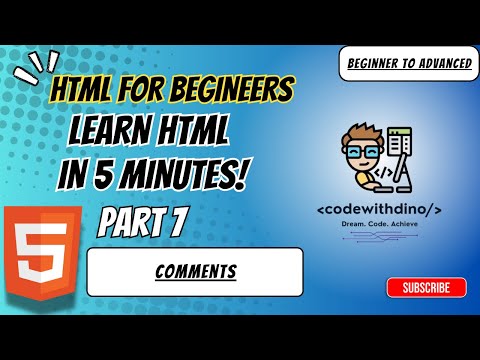 HTML for Beginners|| Learn html in 5 minutes || Part 7 || Comments codewithdino #html #coding #yt