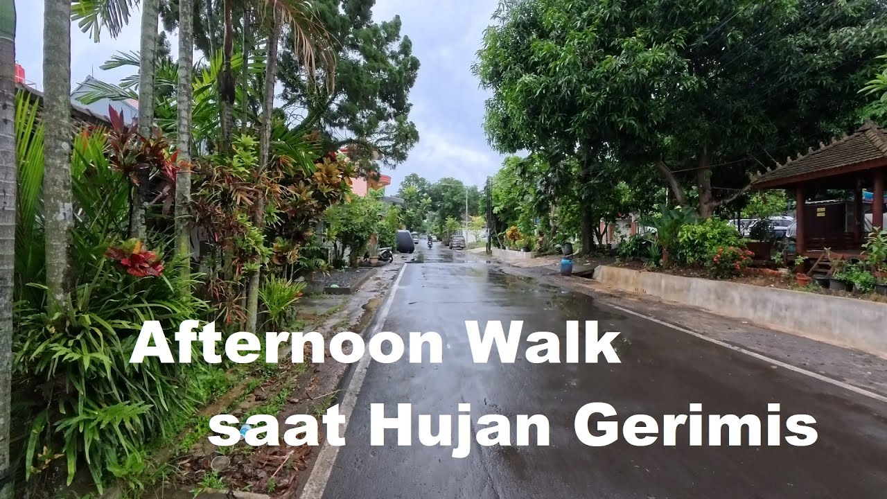 4K~ Afternoon walk in Light Rain in Banyumanik Village, Semarang