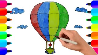 Bé xem và học cách vẽ một chiếc Khinh Khí Cầu đơn giản nhưng rất đẹp - How to Draw Hot Air Balloon