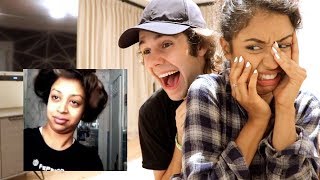 DAVID DOBRIK AND LIZA KOSHY REACTING TO LIZAS OLD CRINGEY VINES😱😱😱|REACTIONS!!!