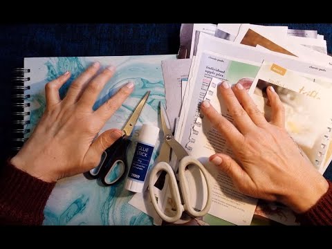 ASMR | Magazine Recipes Cutting & Sticking | Whispered Chat Reading & Scissor Paper Scrapbook Part 1