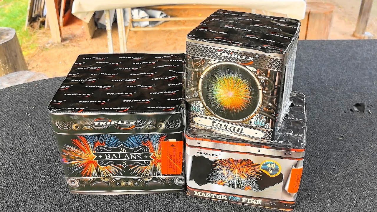 MAŁY TEST TRIPLEXA Wyrzutnia Balans TXB076 Master of Fire TXB323 i Taran TXB050 Triplex Fajerwerki 