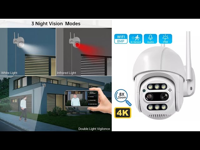 Câmera de Segurança 8MP/4k Wi-Fi Duas Lentes Zoom Híbrido 8 vezes