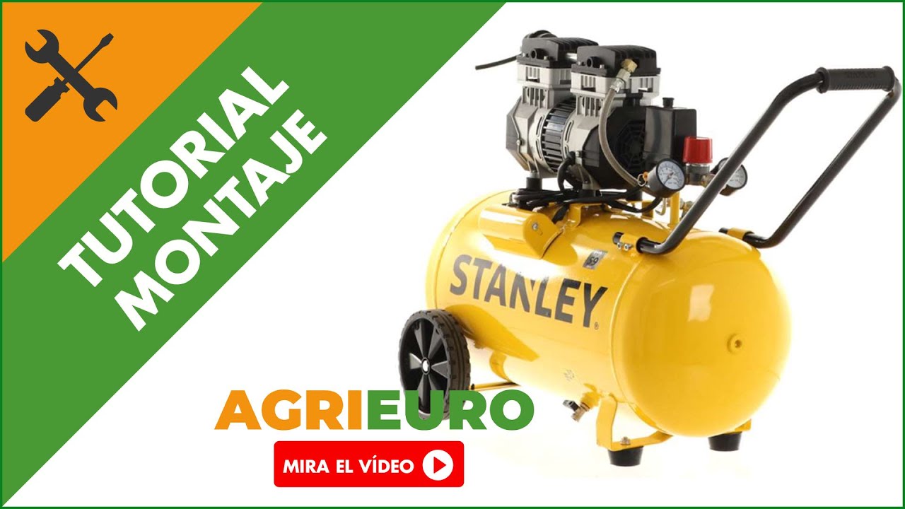 Montaje Compresor de aire STANLEY DST 150/8/50 SXCMS1350HE - 50 lt oiless-  Silencioso 