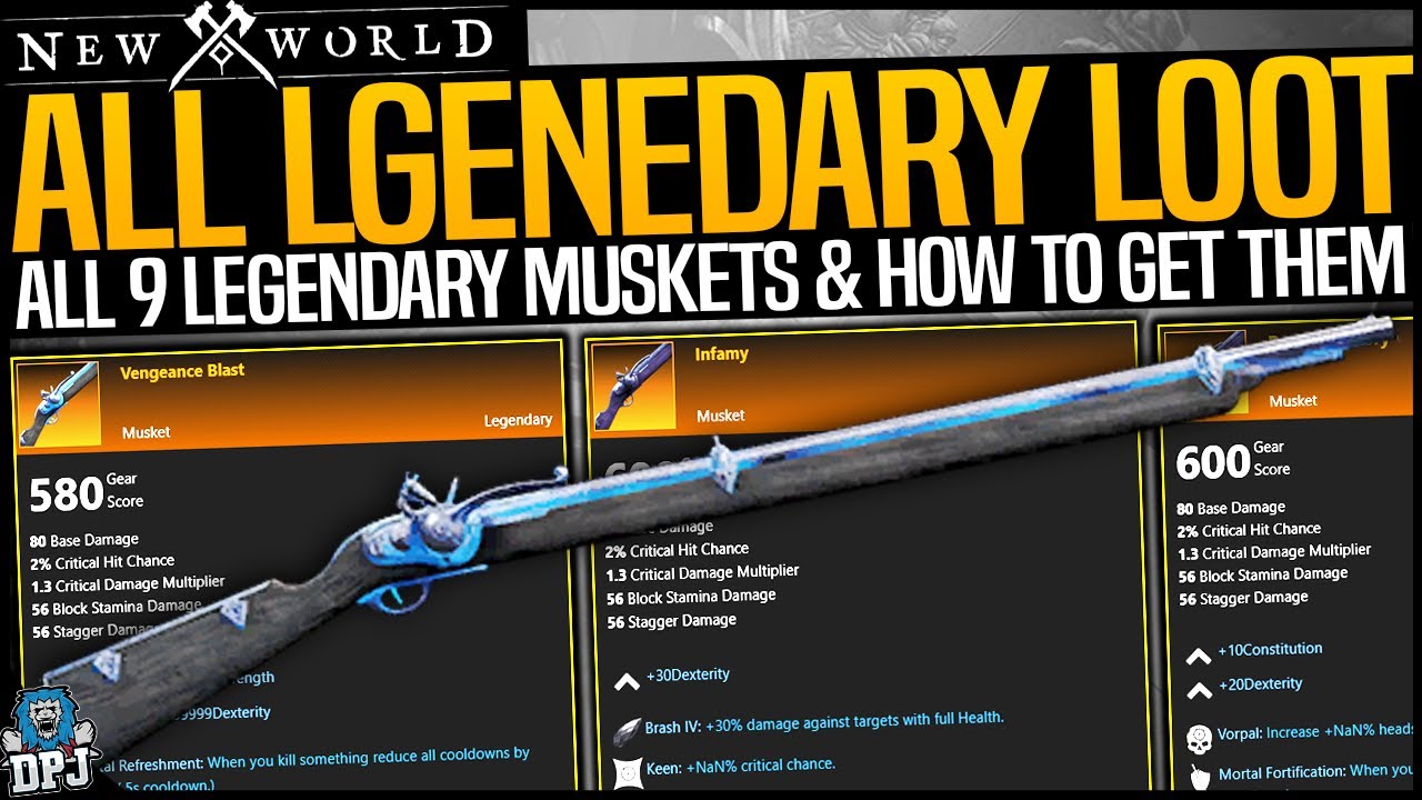 New World: ALL 10 LEGENDARY MUSKETS - HOW TO GET - FULL GUIDE - All
