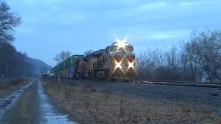 NS 8101 leads UP power and NS 8114 on an intermodal through Sewickley, PA.