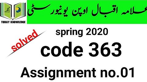 aiou solved Assignment spring2020 | code 363 Assignment no 01