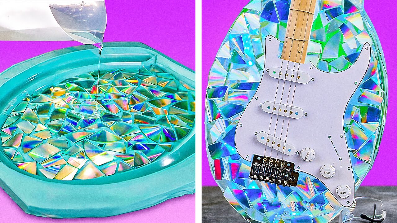 You can create musical instruments at home. Stunning epoxy guitar
