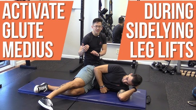 Woman doing Lying side leg lifts or lateral raises hip abductors