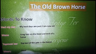 How To Learn/Read A Poem Of Oxford Book:6 ''The Old Brown Horse''