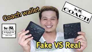 FAKE VS REAL COACH COMPACT ID WALLET SIGNATURE BLACK | Fake vs Authentic | By Asher Men #Vlog25