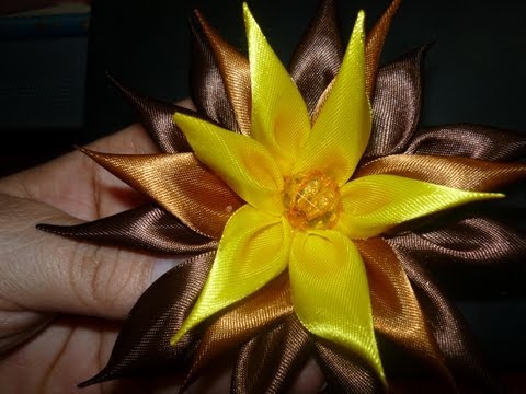 Manualidades y accesorios la hormiga. como hacer una flor en cintas.hair accessories. video No.097