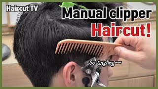 Men's haircut  with manual clipper and scissors  ASMR