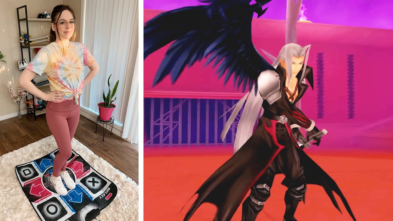 Fighting Sephiroth with a dance pad in Kingdom Hearts!