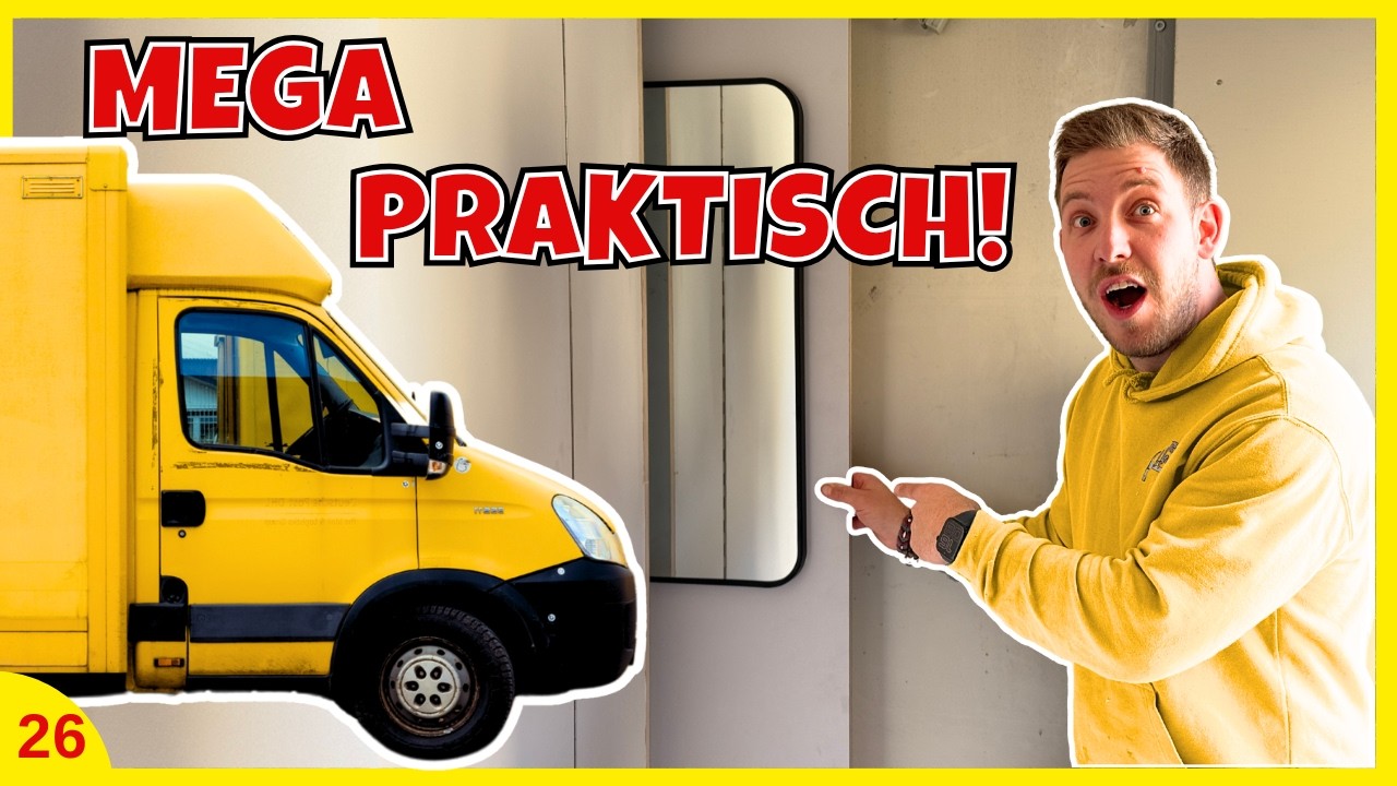 Clevere Camper-Idee: Versteckte Spiegelwand zum Ausziehen / Vom Postauto zum Camper Folge 25