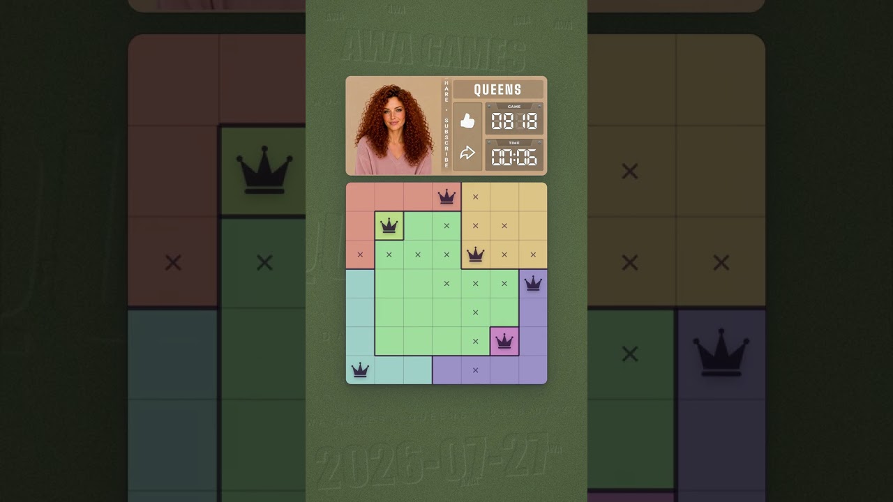 LinkedIn Queens #818 solved board for July 27, 2026, 7x7 grid