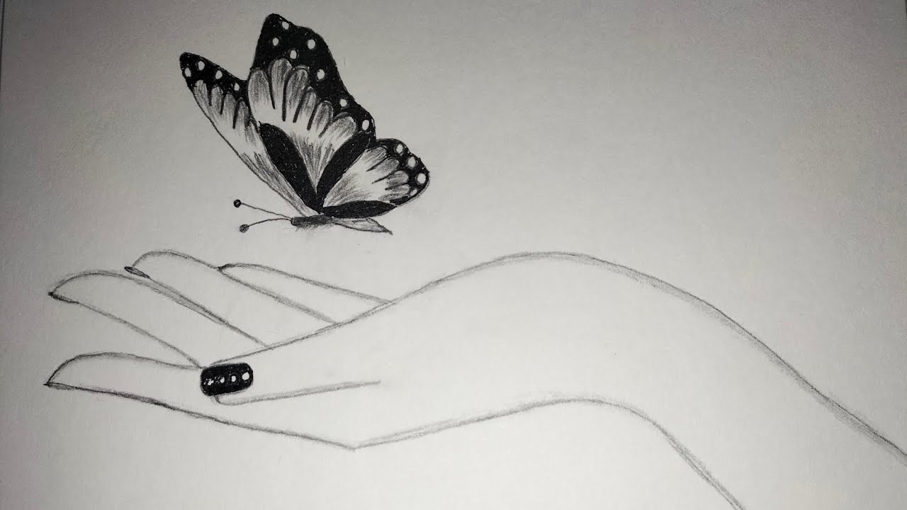 How to draw Butterfly in hand step by step Easy Butterfly drawing on