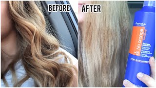 FANOLA NO ORANGE SHAMPOO | BLUE SHAMPOO ON BRASSY HAIR | DOES IT WORK?