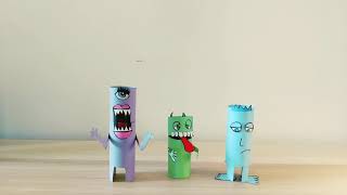 Trashies Show: kids craft Monster puppets made with upcycled toilet rolls