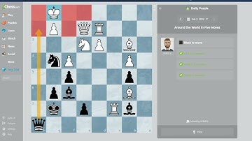 Around the World in Five Moves. Daily Chess Puzzles (2-2-2024) #chess #puzzle #puzzles #dailypuzzle