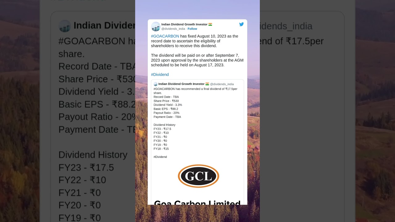 Goa Carbon Ltd has fixed record date for final dividend. (5 July 2023)