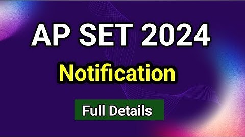 AP SET 2024 Notification Details I Seshu Creations