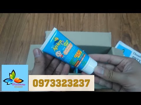 mở hộp chi tiết kem chống nắng SPF 45+ africa cho trẻ em