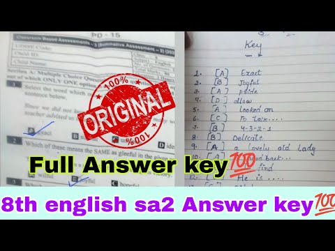 💯8th english sa2 question paper paper with answer key 2024