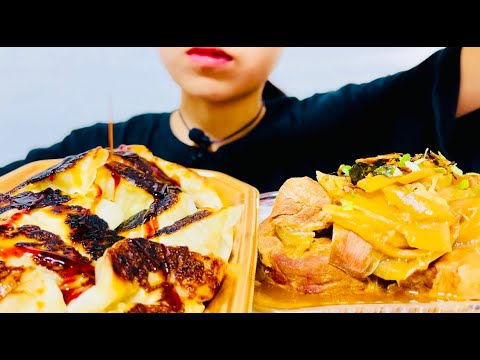 【咀嚼音 ASMR】焼き餃子, 焼き豚, dumplings, baked pork