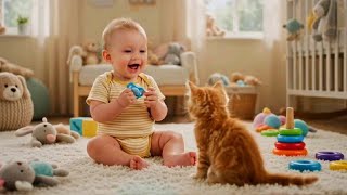  Funny Baby & Cat Moments 🐱👶😂  Baby Laughing & Giggles#babylaughing #babyvideos #babyandcat 