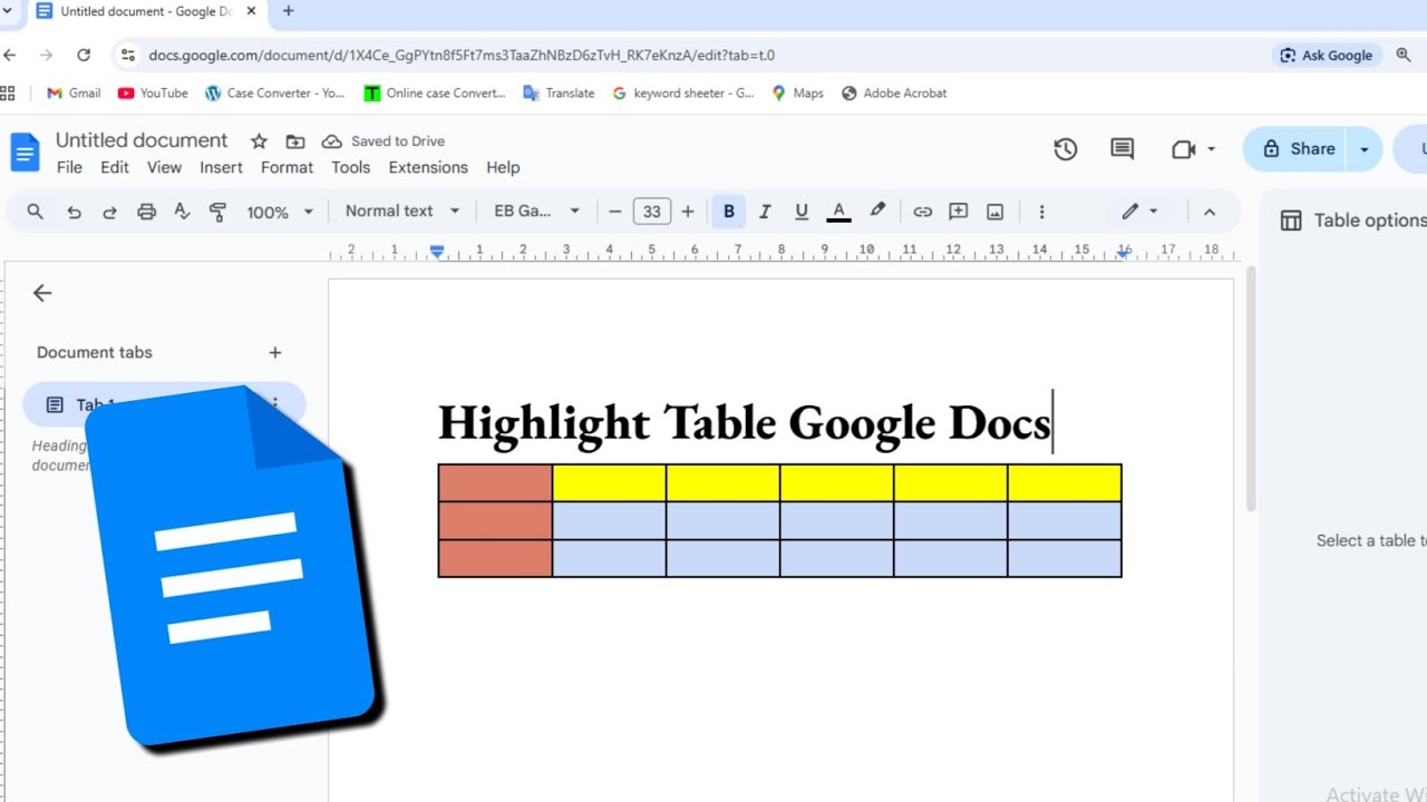 How To Highlight Table In Google Docs | Google Docs Change Table Color ...