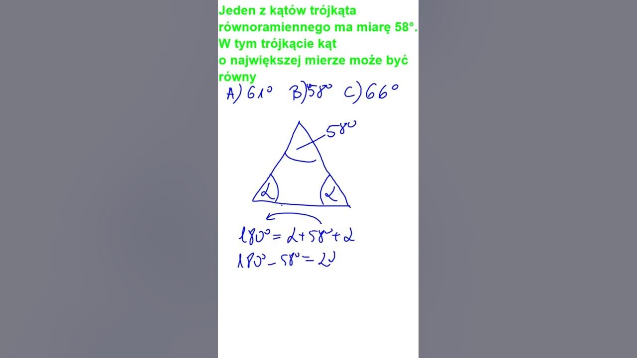 Z Czterech Jednakowych Równoległoboków Ułożono Figurę Przedstawioną Na Rysunku Jeden z kątów trójkąta równoramiennego ma miarę 58°. W tym trójkącie