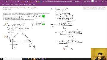 Quadratic Maximum and Minimum Word Problems Day 2 - Example 1