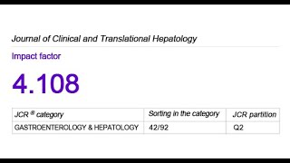 JCTH receives the first impact factor of 4.108