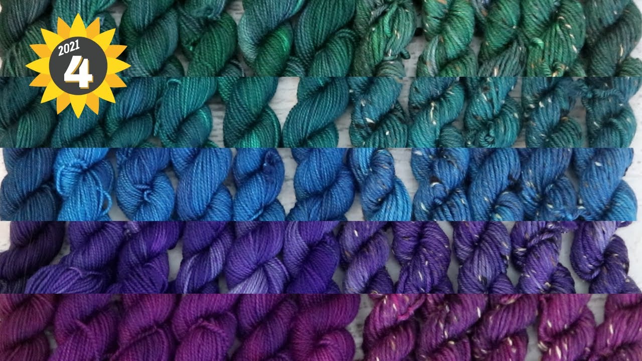 Dyeing & Troubleshooting Tonal Mini Skein Set; Cool Vat Dyeing Yarn Jewel Tones (2021 SMSMS Night 4)
