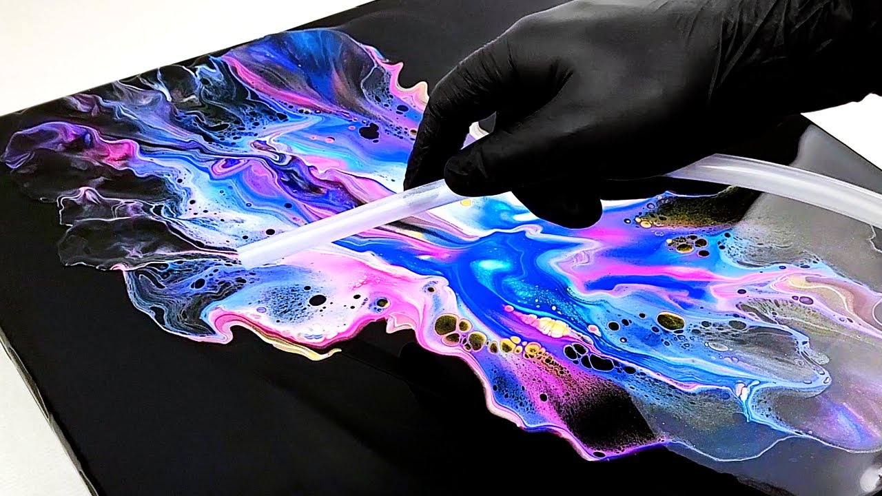 How to make Abstract Acrylic Painting with Flexible Tube - YouTube