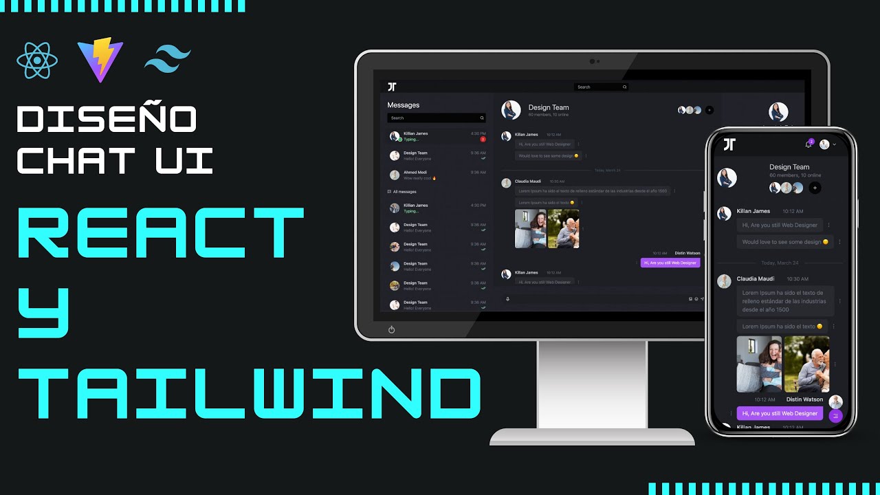 💪 Diseño UI de chat con React JS y Tailwind CSS totalmente responsivo ...