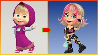 Masha And The Bear: Masha Glow Up Into Bad Girl - Masha And The Bear Cartoon Art