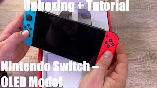 Nintendo Switch with Neon Blue and Neon Red Joy Con